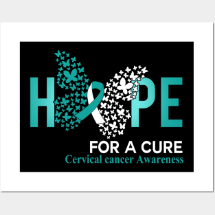 Hope For A Cure Butterfly Gift Ovarian cancer 2 Posters and Art